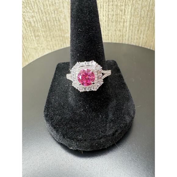 New 2ct Pink & White Moissanite Ring in 925 Silver -Sz. 8.25 - Picture 6 of 12